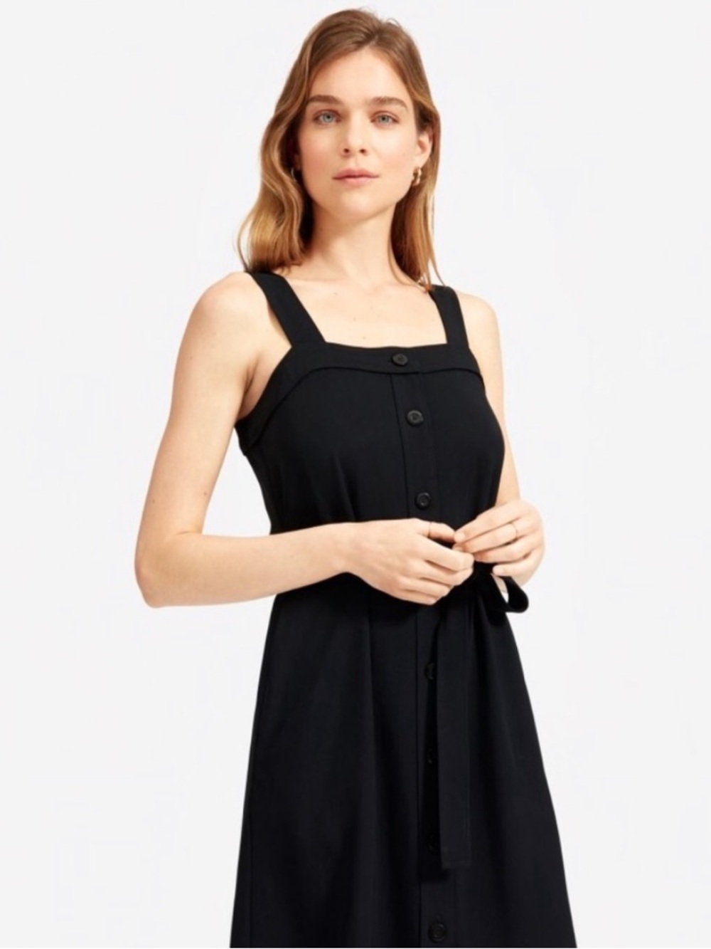 Everlane The Japanese GoWeave Midi Picnic Dress in Black. Size 6.